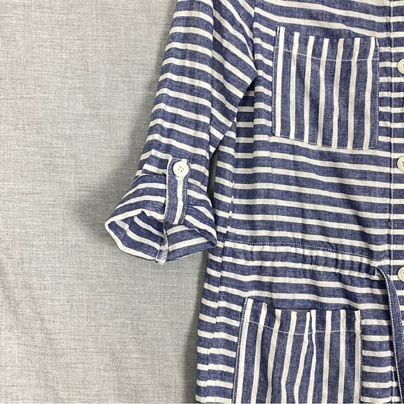 Joe Fresh Linen Blend Shirt Sz XS Long Line Button Up with Drawstring Waist - Picture 3 of 9